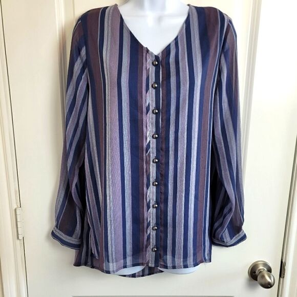 CHRISTOPHER & BANKS Button Down Blouse - Picture 1 of 10